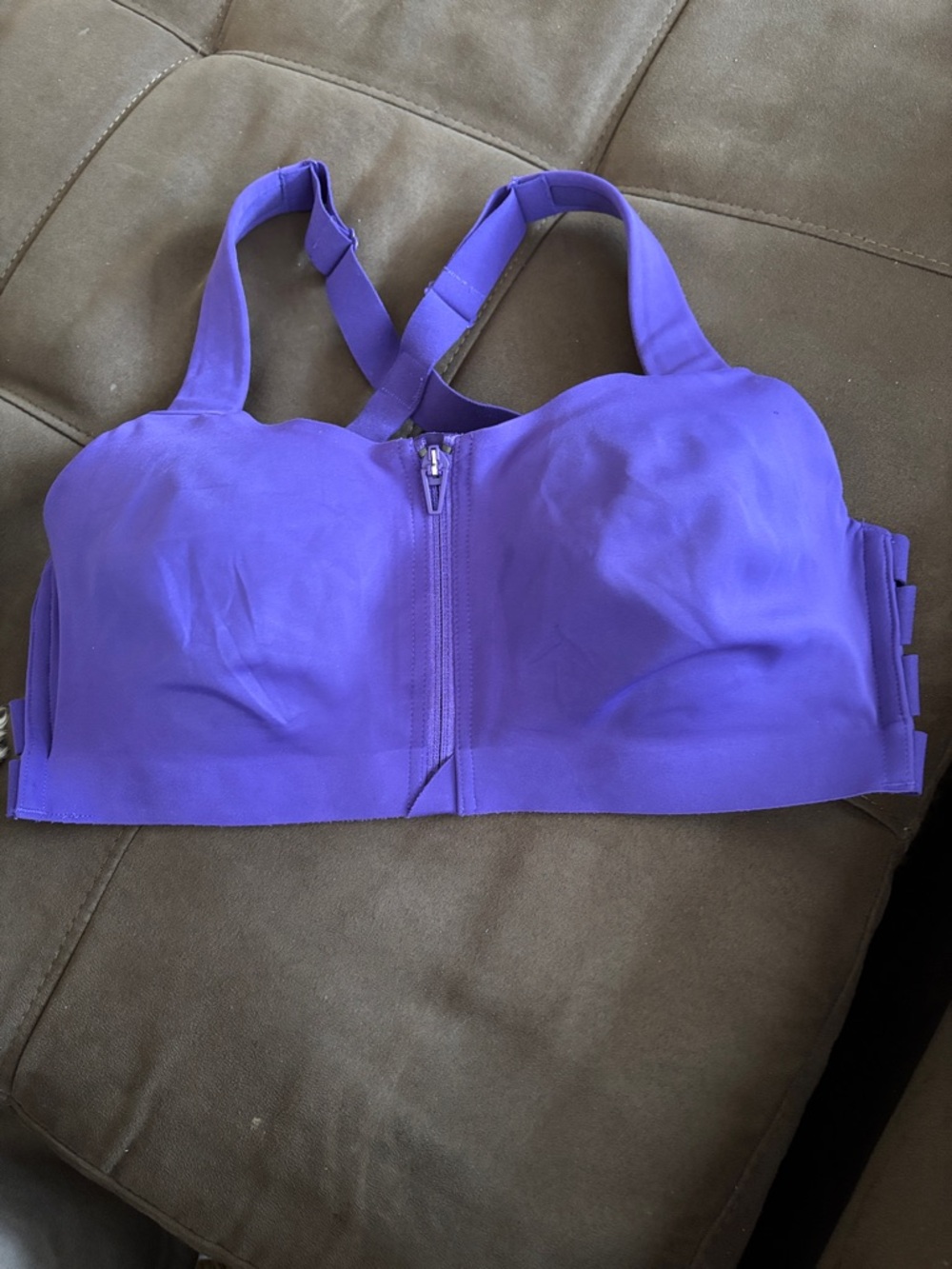 Purple Front-Zip Sports Bra